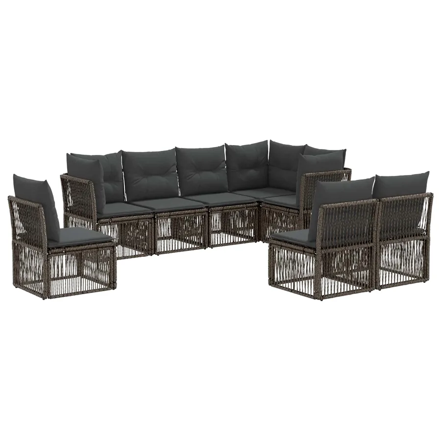Ensemble de canapé de jardin 8 pcs Gris polyrotin - 2