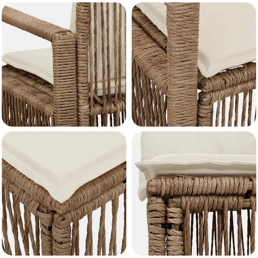 Ensemble de canapé de jardin 4 pcs Beige polyrotin - 6