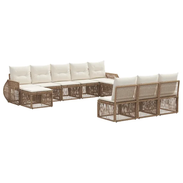 Ensemble de canapé de jardin 10 pcs Beige et blanc crème