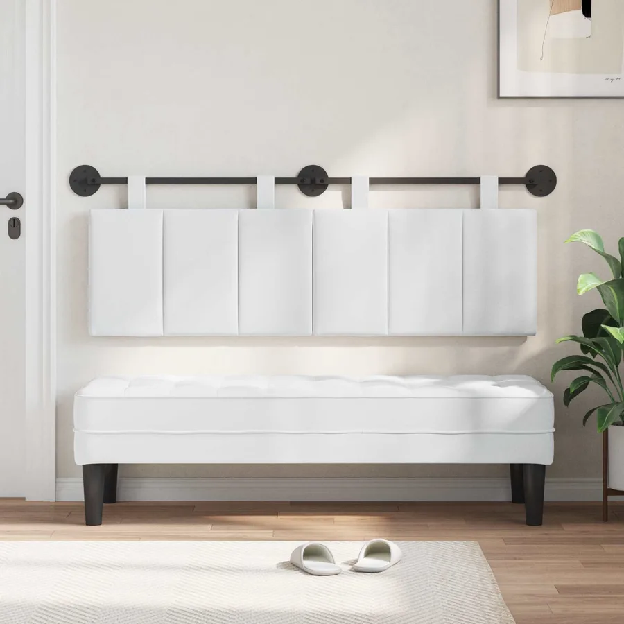 Tête de lit suspendue Blanc Tissu - 3