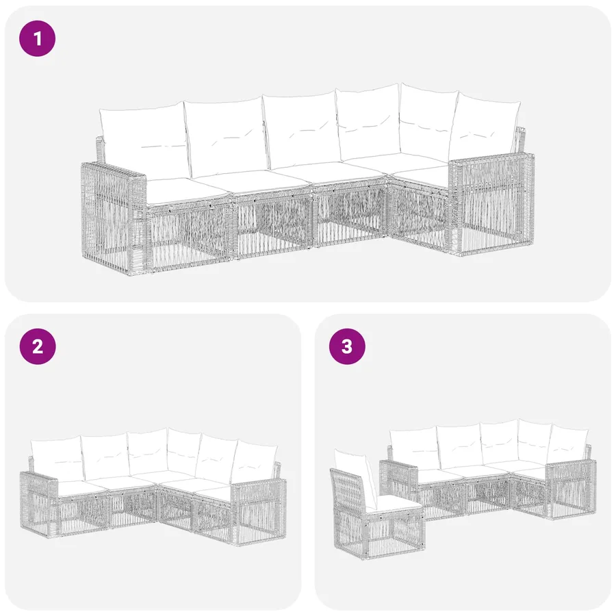 Ensemble de canapé de jardin 5 pcs Beige et blanc crème - 7