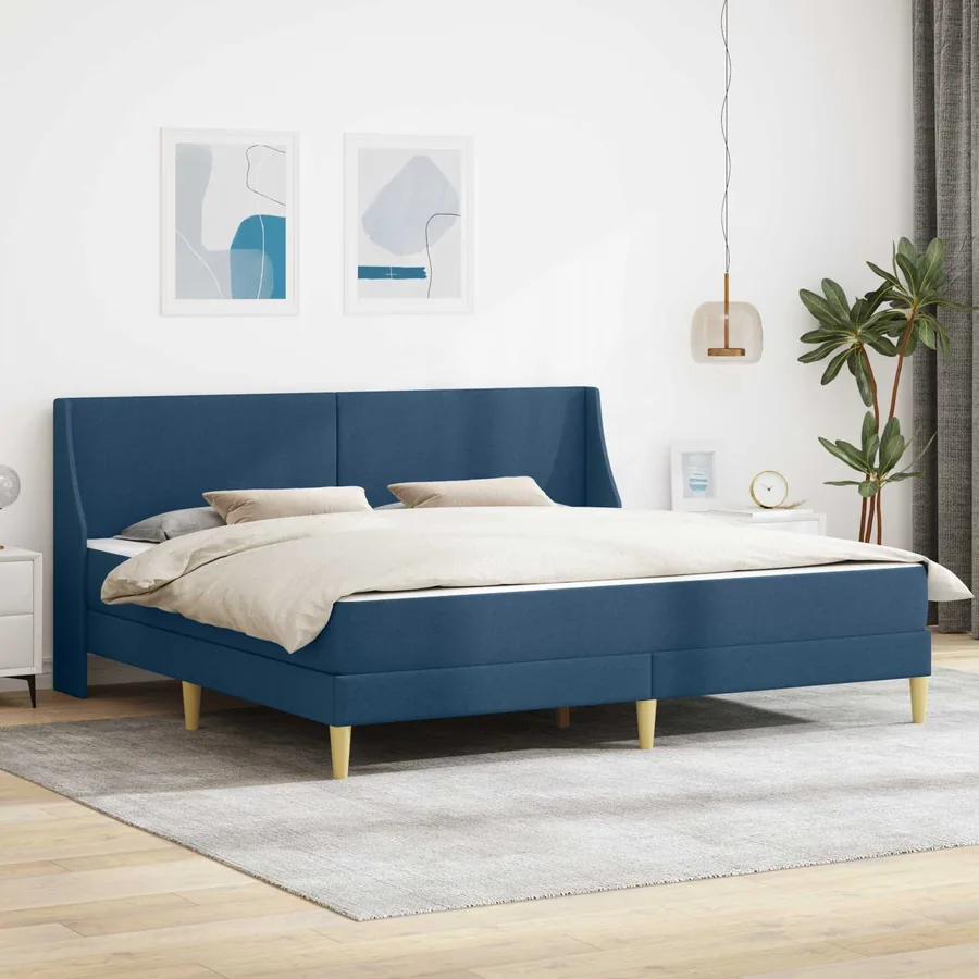Cadre de lit avec matelas Bleu 180 x 200 cm Polyester