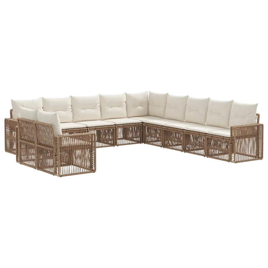 Ensemble de canapé de jardin 11 pcs Beige et blanc crème