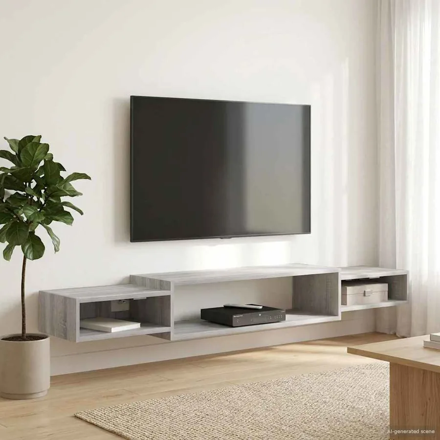 Meuble TV mural Montage mural Sonoma gris 180 x 28 x 21 cm