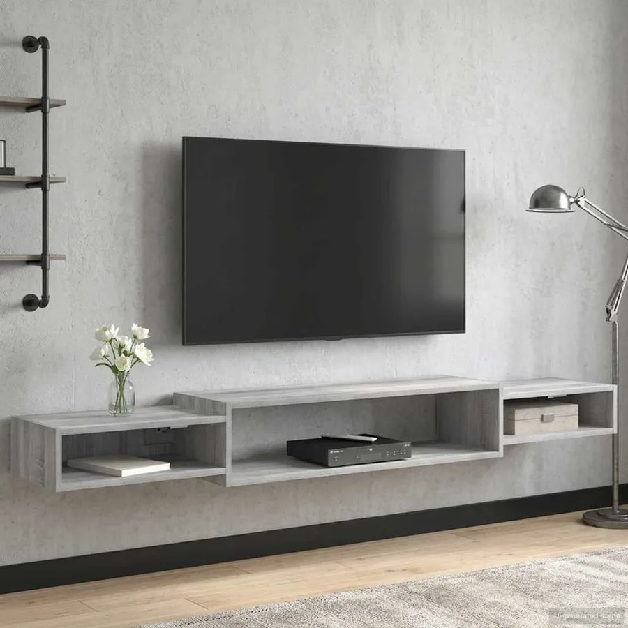 Meuble TV mural Montage mural Sonoma gris 180 x 28 x 21 cm - 4