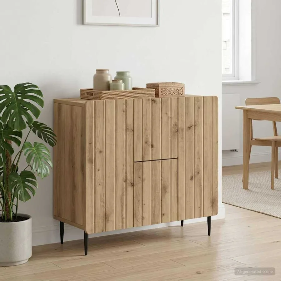 Buffet Chêne artisanal 89 x 34,5 x 62 cm Bois d'ingénierie - 4