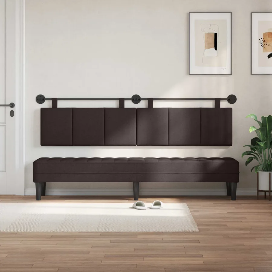 Tête de lit suspendue Marron foncé Tissu - 3