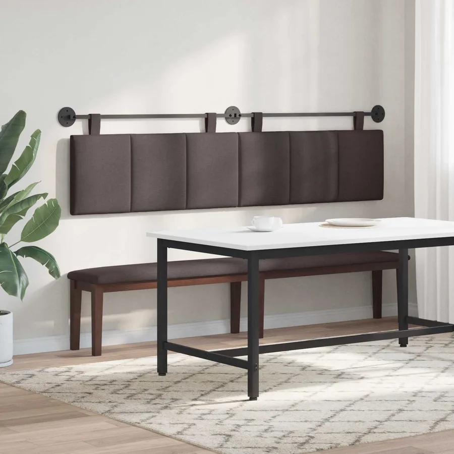 Tête de lit suspendue Marron foncé Tissu - 4