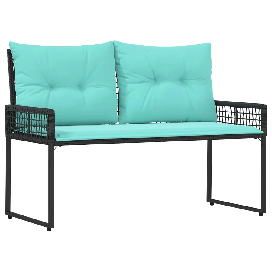 Banc extérieur avec coussin Noir et turquoise 118 x 55 x 82 cm - 2
