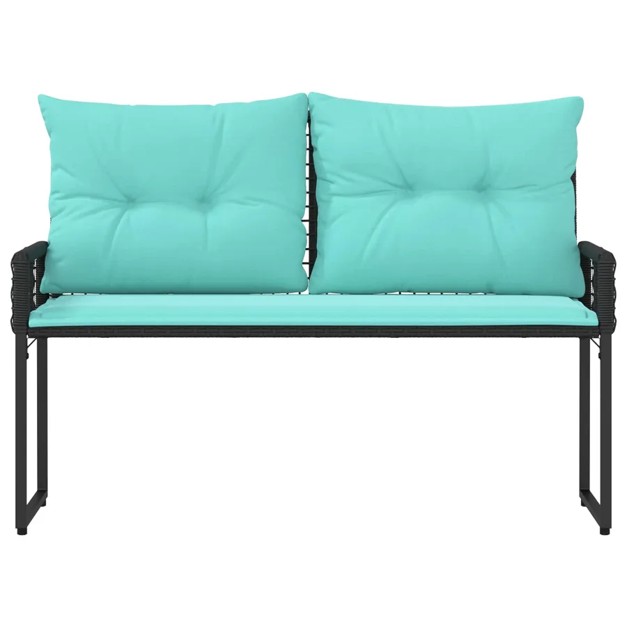 Banc extérieur avec coussin Noir et turquoise 118 x 55 x 82 cm - 5