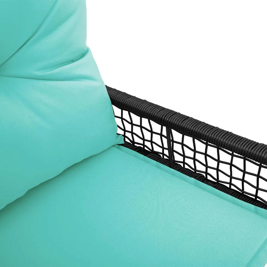 Banc extérieur avec coussin Noir et turquoise 118 x 55 x 82 cm - 9