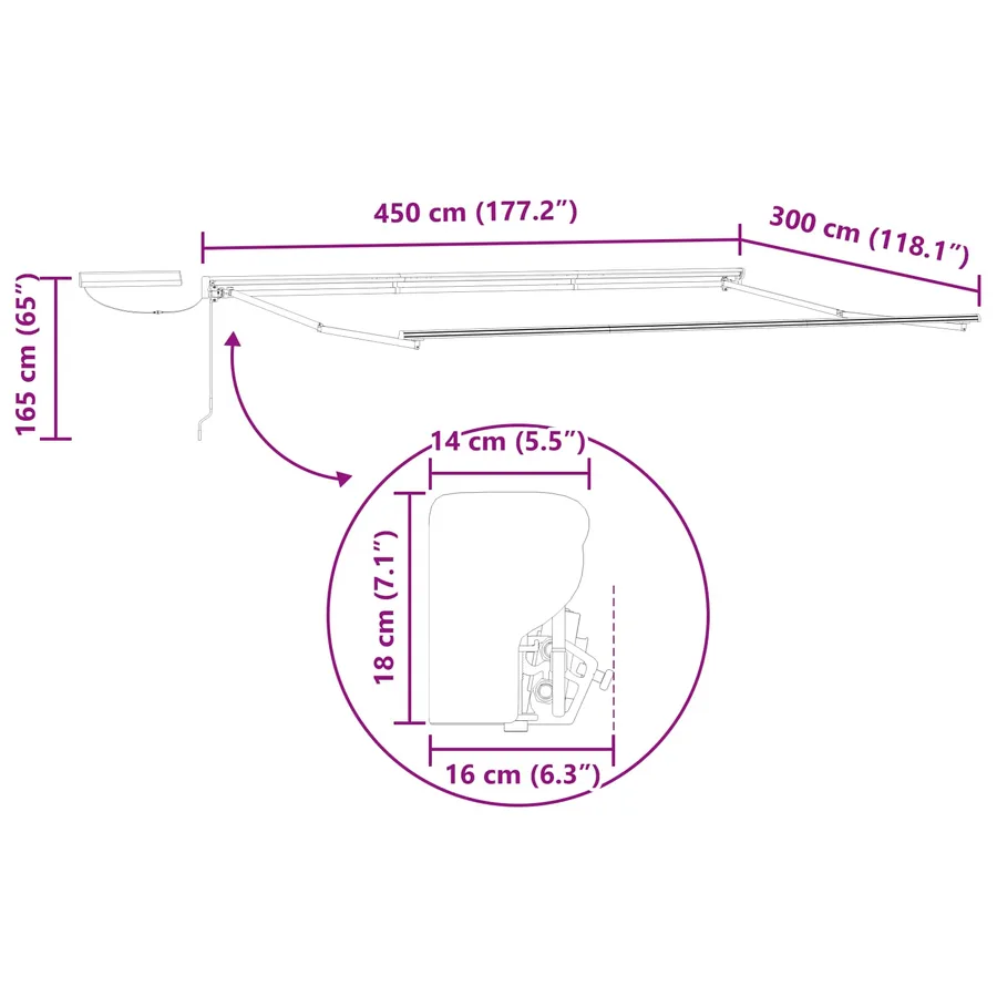 Cadre de store rétractable électrique Anthracite 4,5 × 3 m - 10
