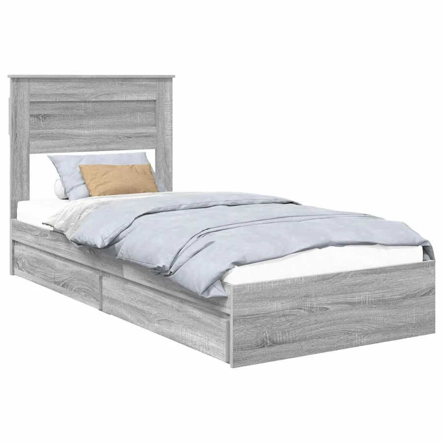 Lit de Rangement Gris Sonoma 90 x 190 cm Bois d'ingénierie - 2