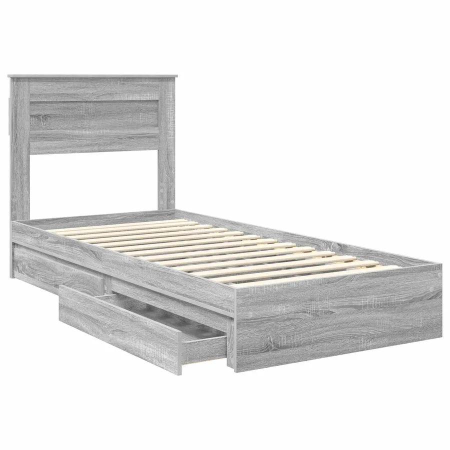 Lit de Rangement Gris Sonoma 90 x 190 cm Bois d'ingénierie - 5