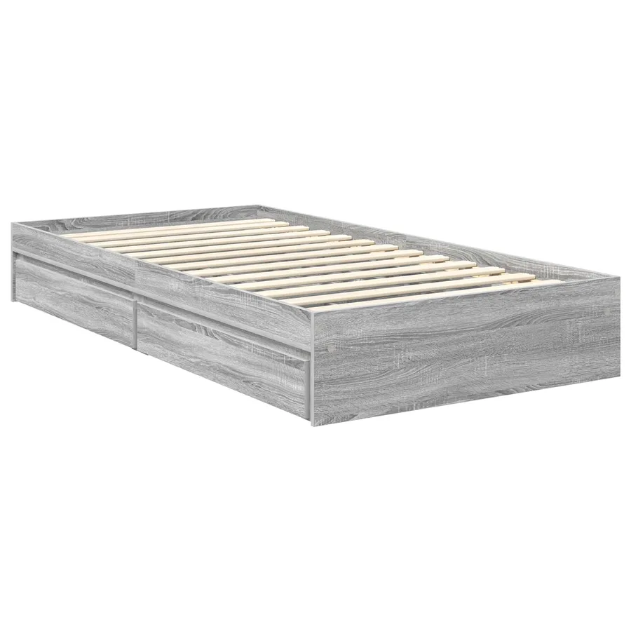 Lit de Rangement Gris Sonoma 90 x 190 cm Bois d'ingénierie - 6