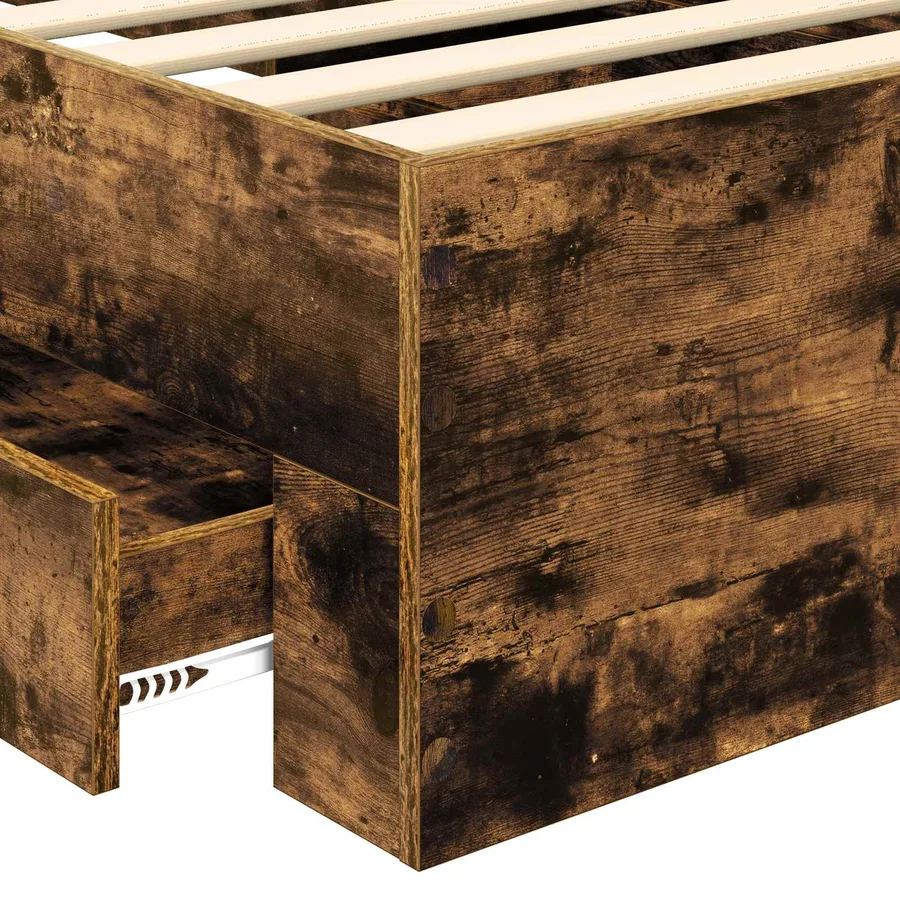Cadre de lit Chêne Fumé et Argent 75 x 190 cm Bois d'ingénierie - 10