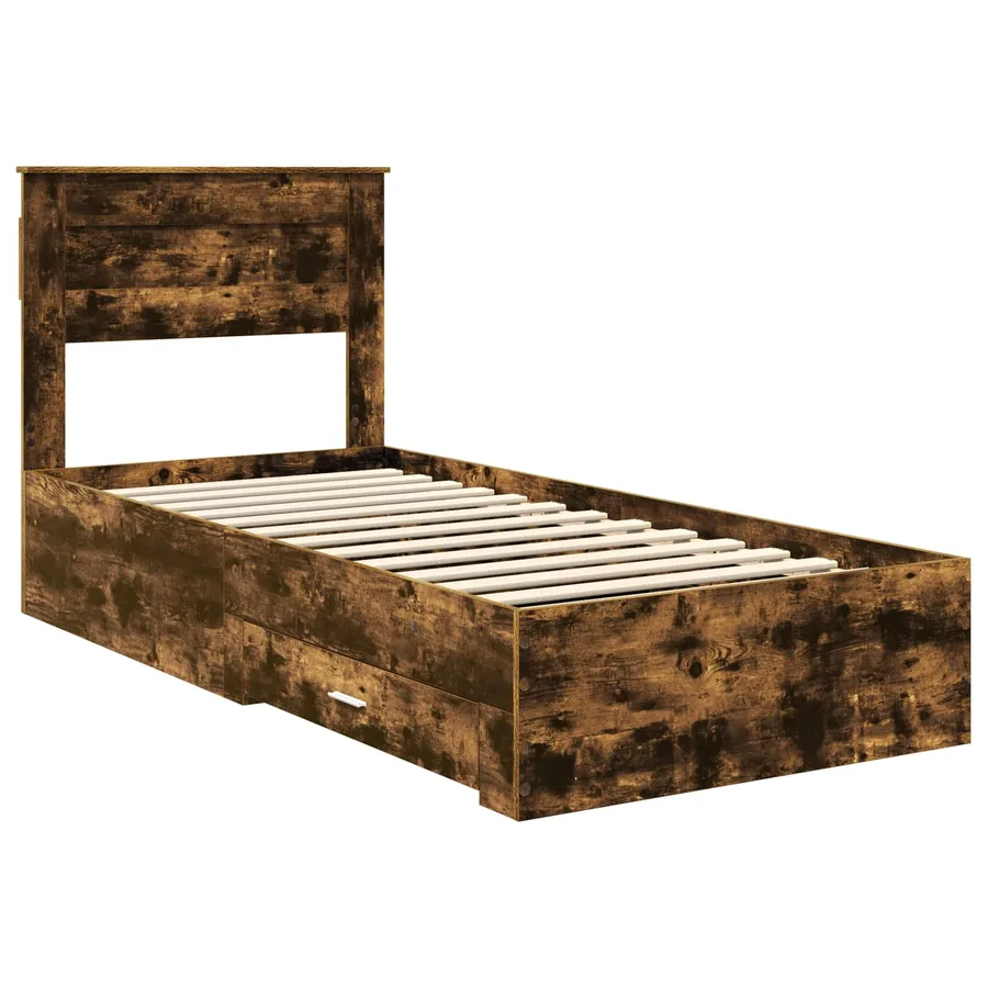 Cadre de lit Chêne Fumé et Argent 75 x 190 cm Bois d'ingénierie - 4