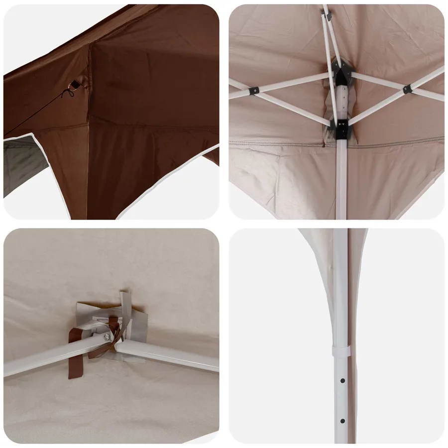 Tente de fête pop-up 290 x 290 x 245 cm Marron - 9
