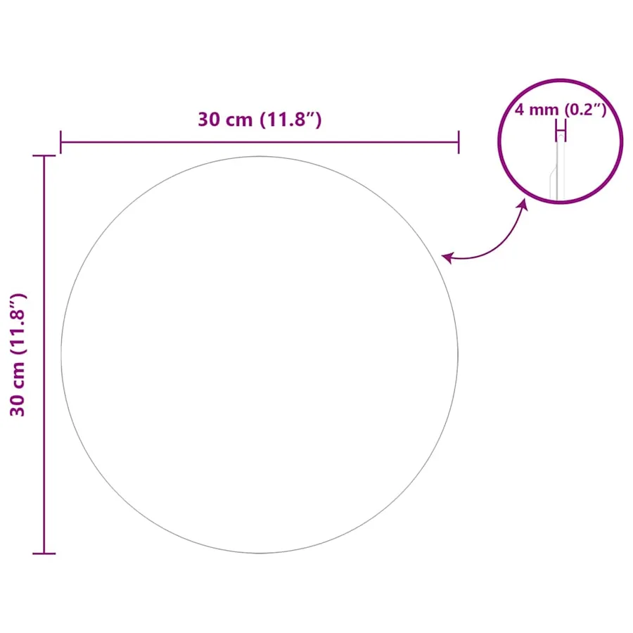 Miroir mural Rond Ø 30 cm verre trempé - 8