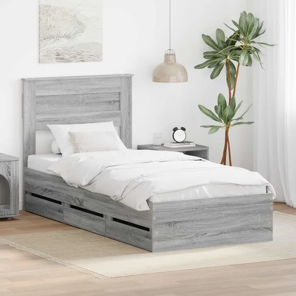 Cadre de lit Gris Sonoma 75 x 190 cm Bois Ingénierie
