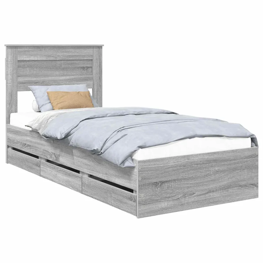 Cadre de lit Gris Sonoma 75 x 190 cm Bois Ingénierie - 2
