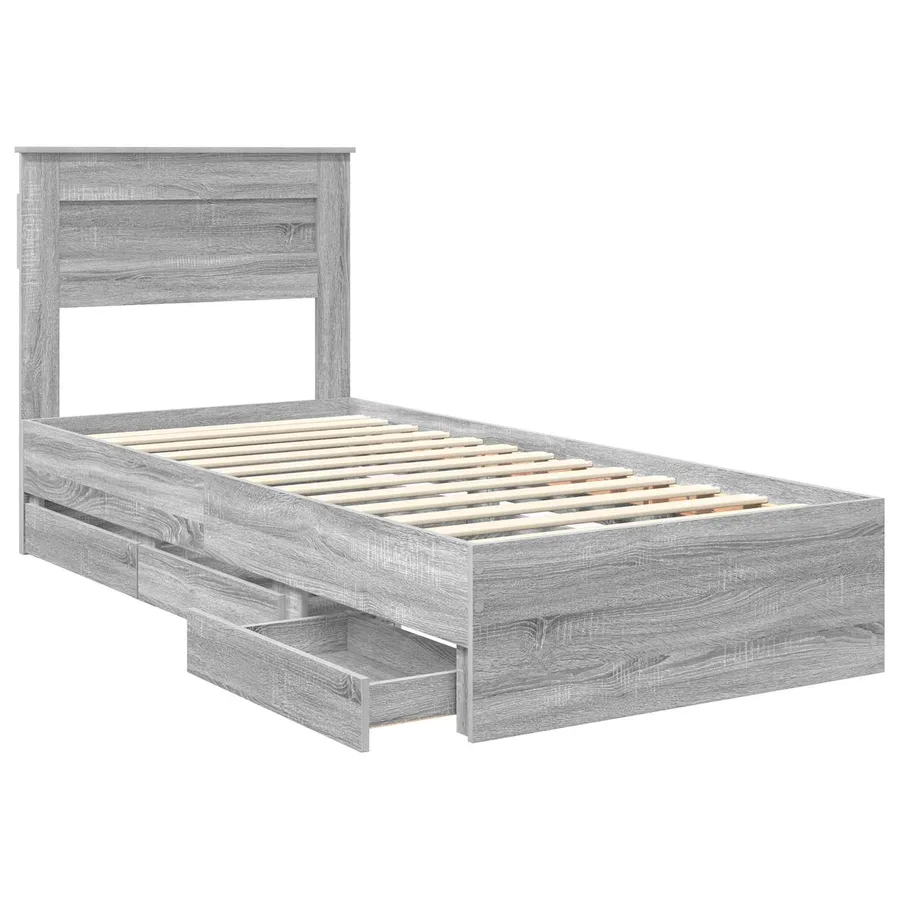 Cadre de lit Gris Sonoma 75 x 190 cm Bois Ingénierie - 5