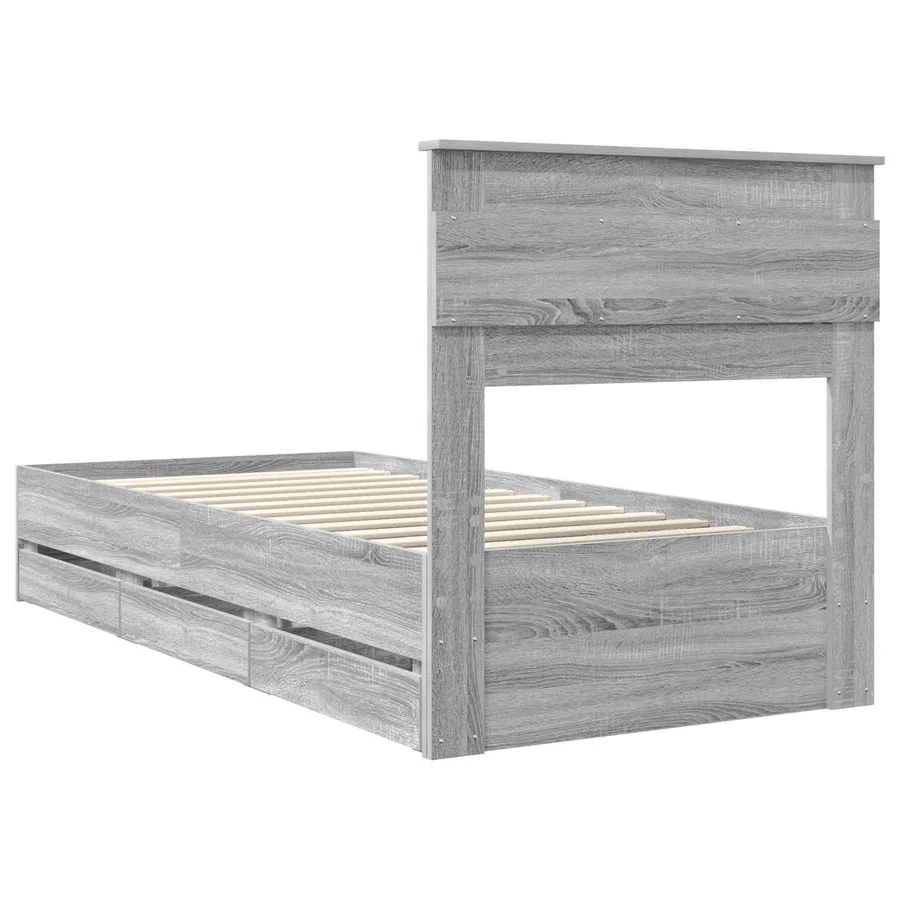 Cadre de lit Gris Sonoma 75 x 190 cm Bois Ingénierie - 8