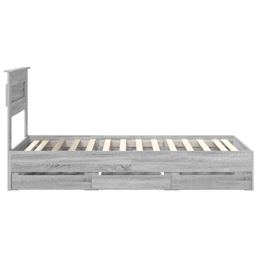 Cadre de lit Gris Sonoma 75 x 190 cm Bois Ingénierie - 9
