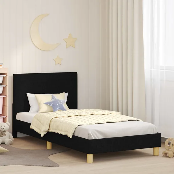 Cadre de lit pour enfants avec tête de lit Noir 90 x 200 cm