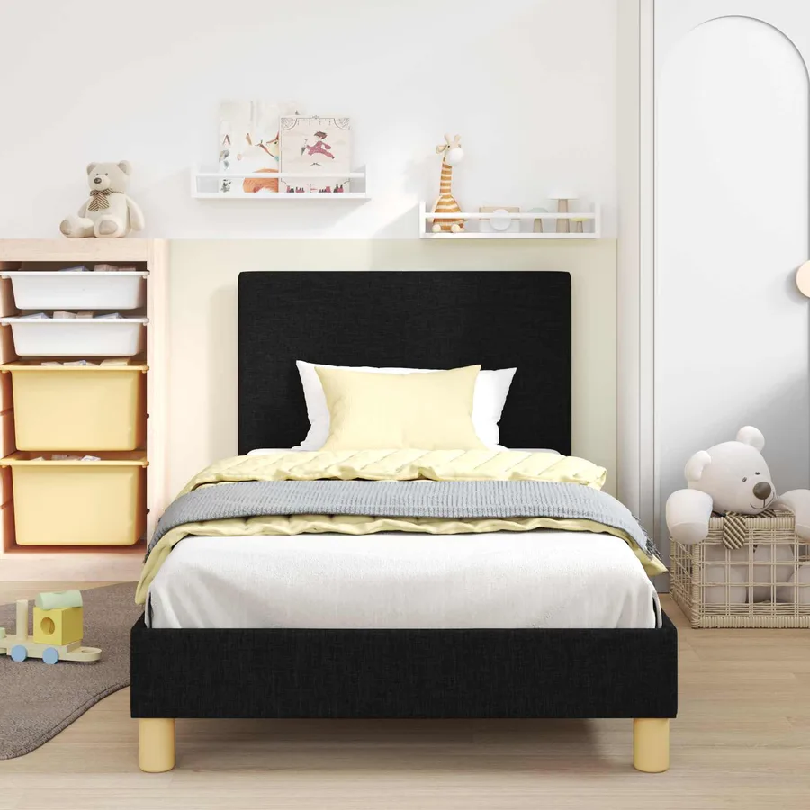 Cadre de lit pour enfants avec tête de lit Noir 90 x 200 cm - 3