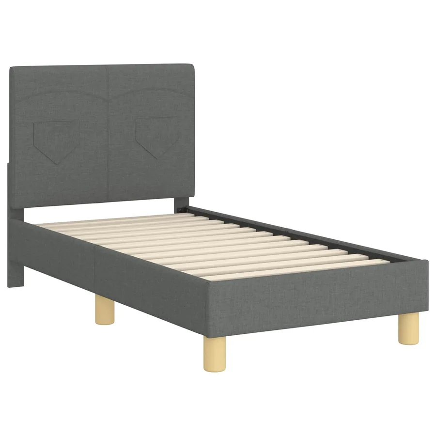 Cadre de lit pour tout-petit avec tête de lit Gris foncé tissu - 4