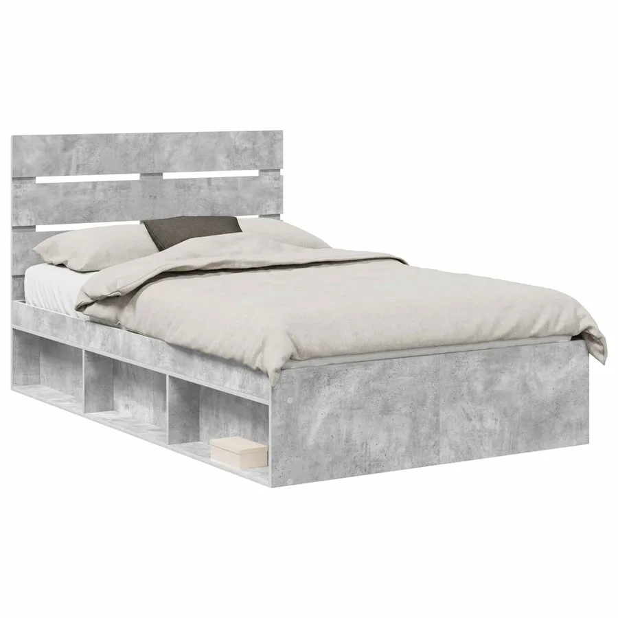Cadre de lit Béton 120 x 190 cm Bois de pin massif - 2