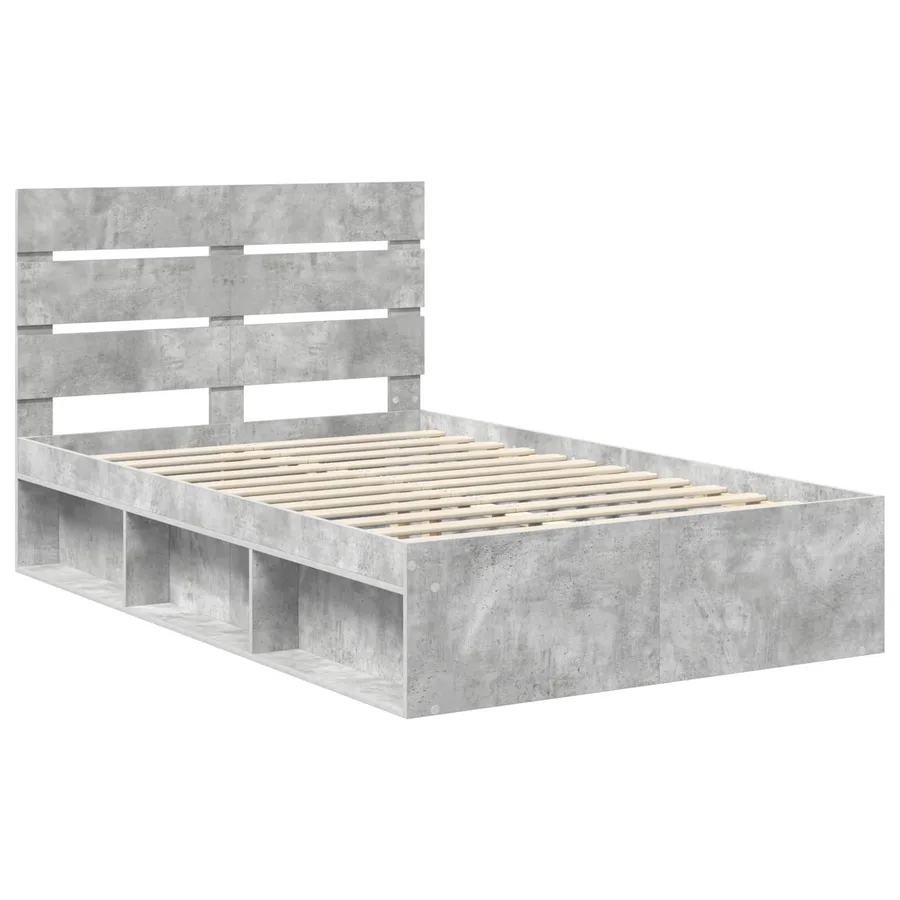 Cadre de lit Béton 120 x 190 cm Bois de pin massif - 4
