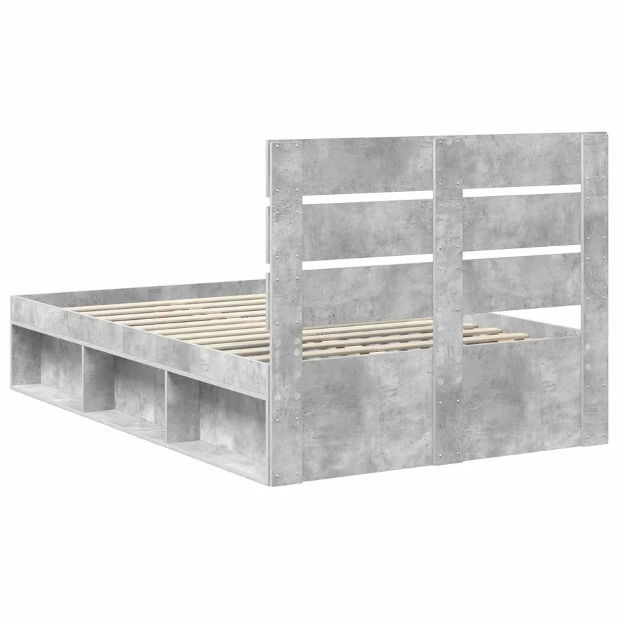 Cadre de lit Béton 120 x 190 cm Bois de pin massif - 9