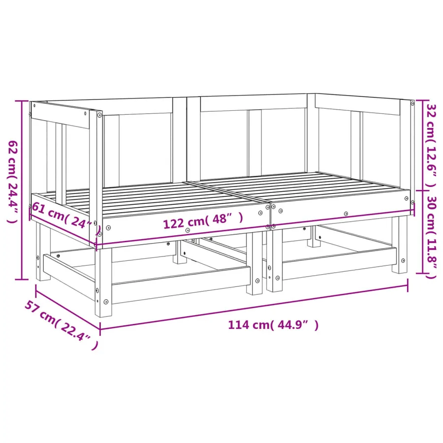 Canapés d'angle de jardin 2 pcs bois massif douglas - 8