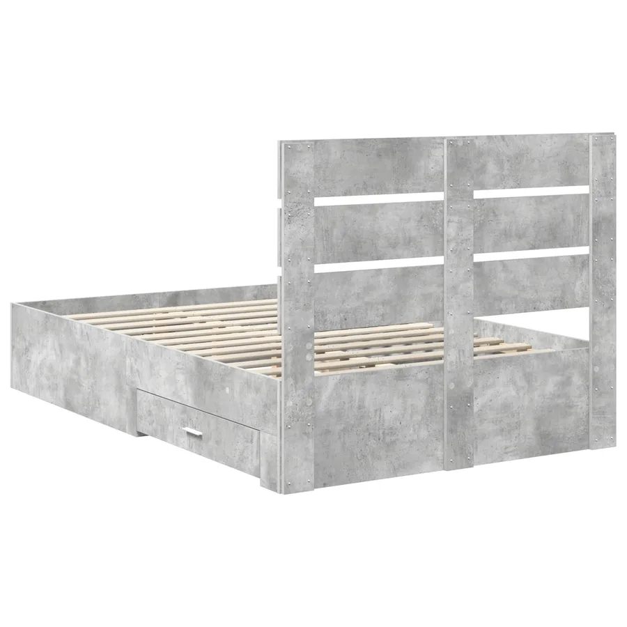 Cadre de lit Gris béton 120 x 200 cm Bois d'ingénierie - 10