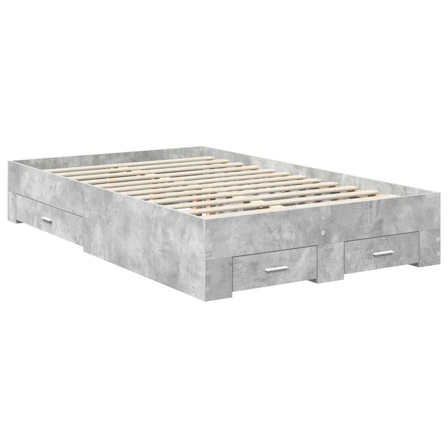 Cadre de lit Gris béton 120 x 200 cm Bois d'ingénierie - 6