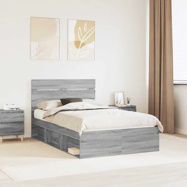 Cadre de lit Gris Sonoma 120 x 190 cm Bois de pin massif