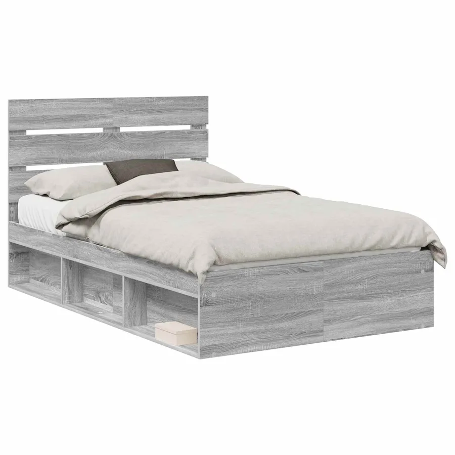 Cadre de lit Gris Sonoma 120 x 190 cm Bois de pin massif - 2