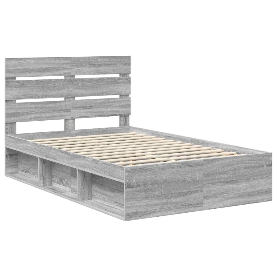 Cadre de lit Gris Sonoma 120 x 190 cm Bois de pin massif - 4