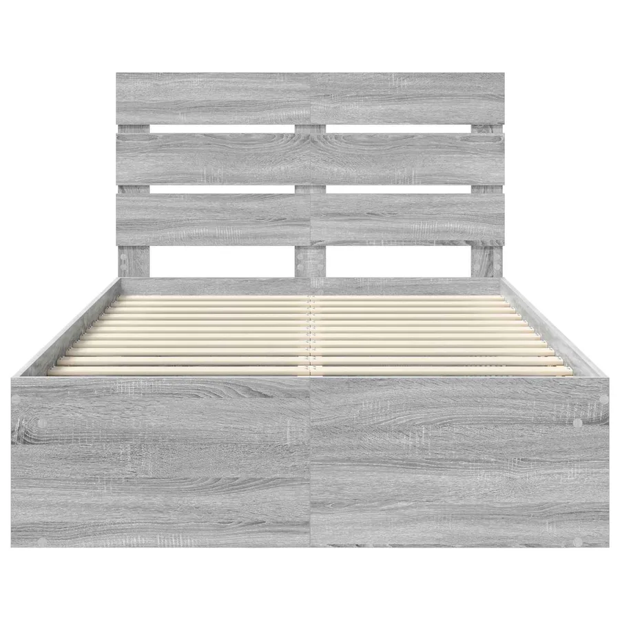 Cadre de lit Gris Sonoma 120 x 190 cm Bois de pin massif - 7