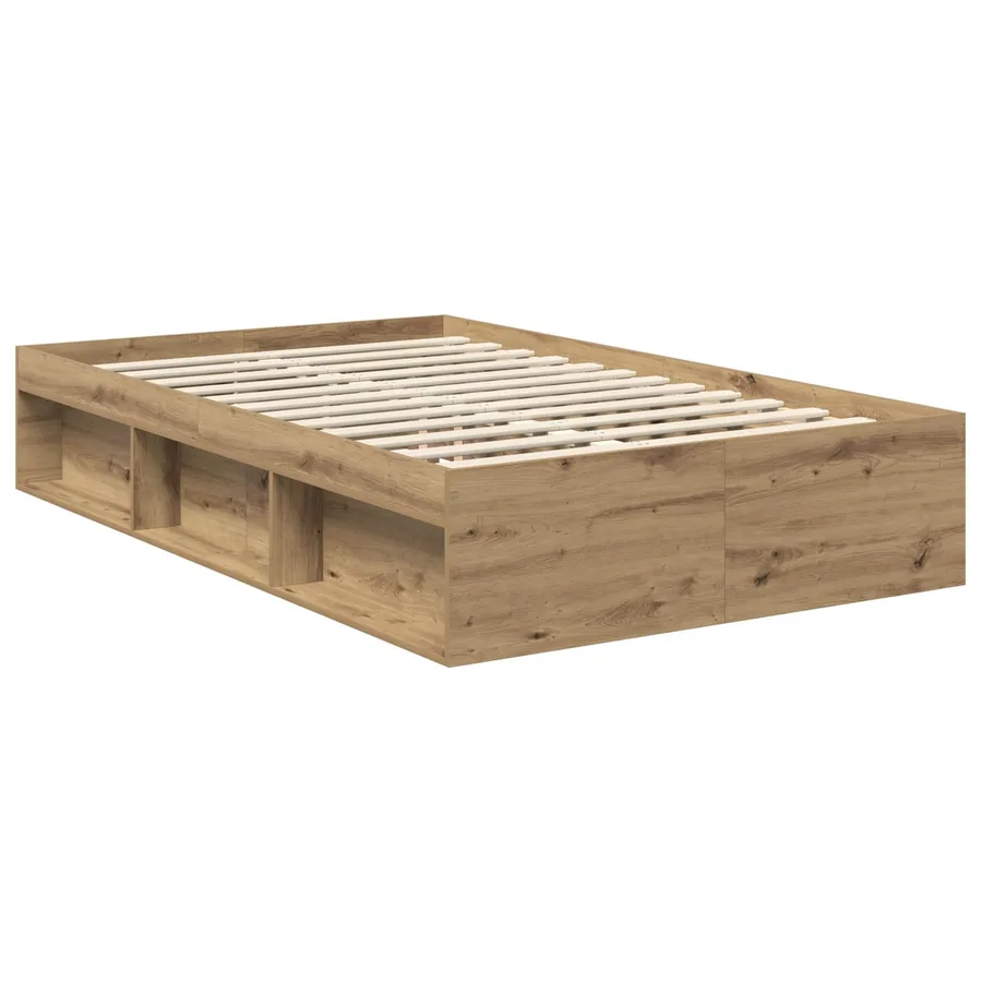Cadre de lit Chêne artisan 120 x 200 cm Bois de pin massif - 5