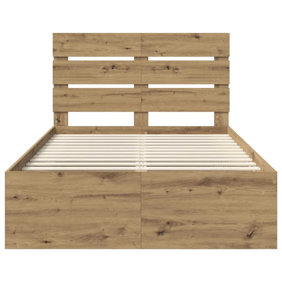 Cadre de lit Chêne artisan 120 x 200 cm Bois de pin massif - 7