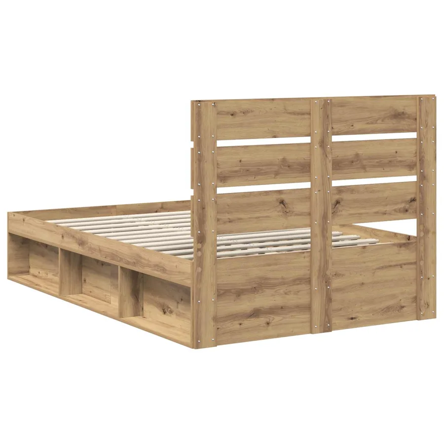 Cadre de lit Chêne artisan 120 x 200 cm Bois de pin massif - 9