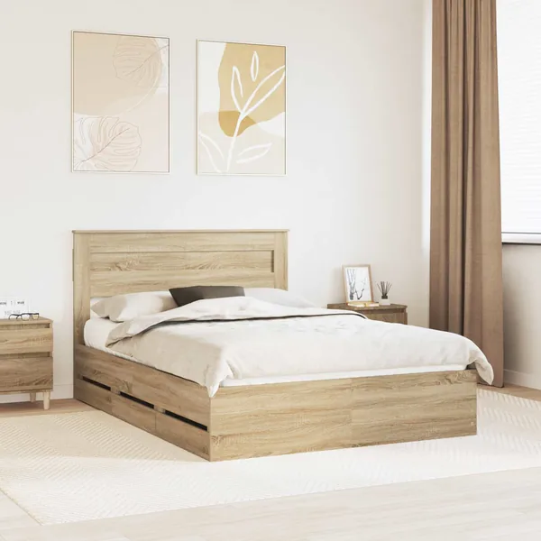 Cadre de lit Chêne Sonoma 150 x 200 cm Bois Ingénierie