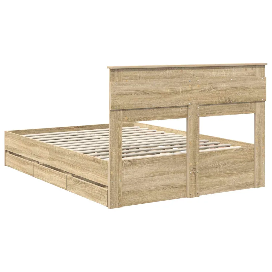 Cadre de lit Chêne Sonoma 150 x 200 cm Bois Ingénierie - 10