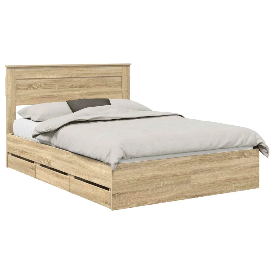 Cadre de lit Chêne Sonoma 150 x 200 cm Bois Ingénierie - 2