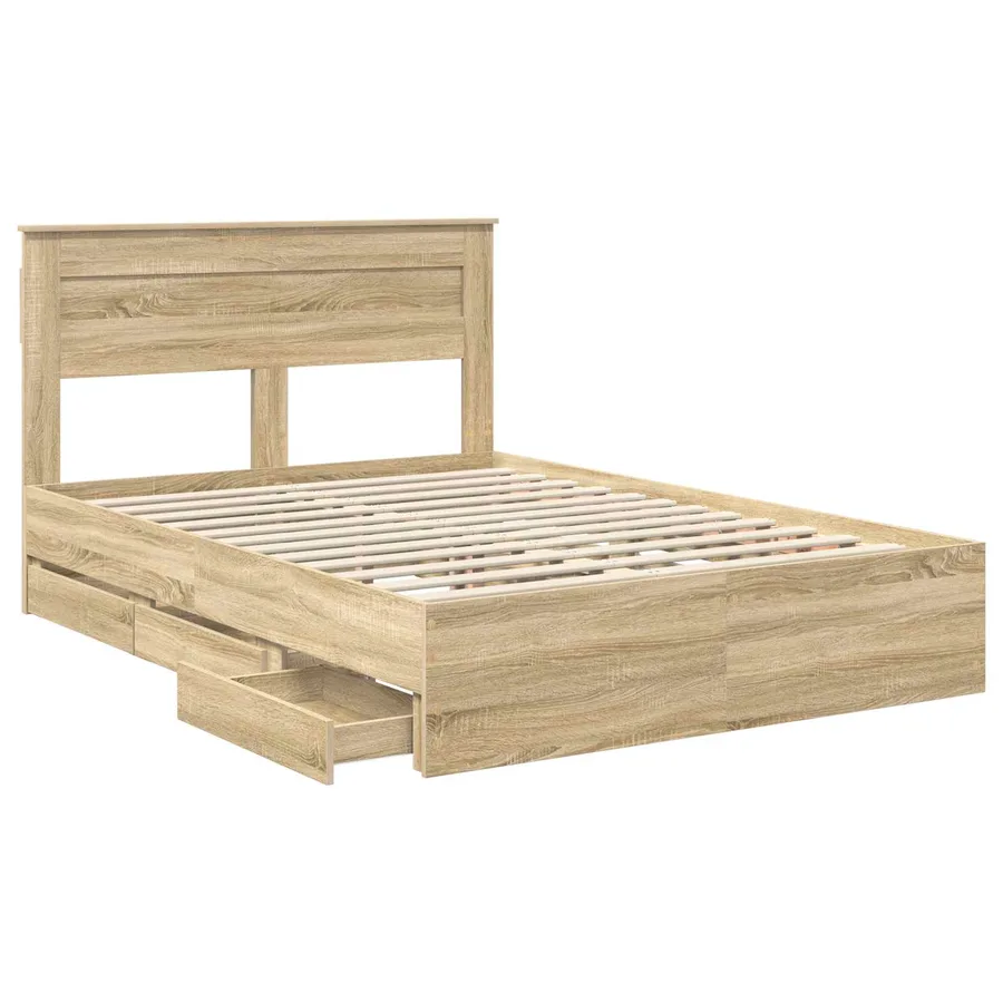 Cadre de lit Chêne Sonoma 150 x 200 cm Bois Ingénierie - 5