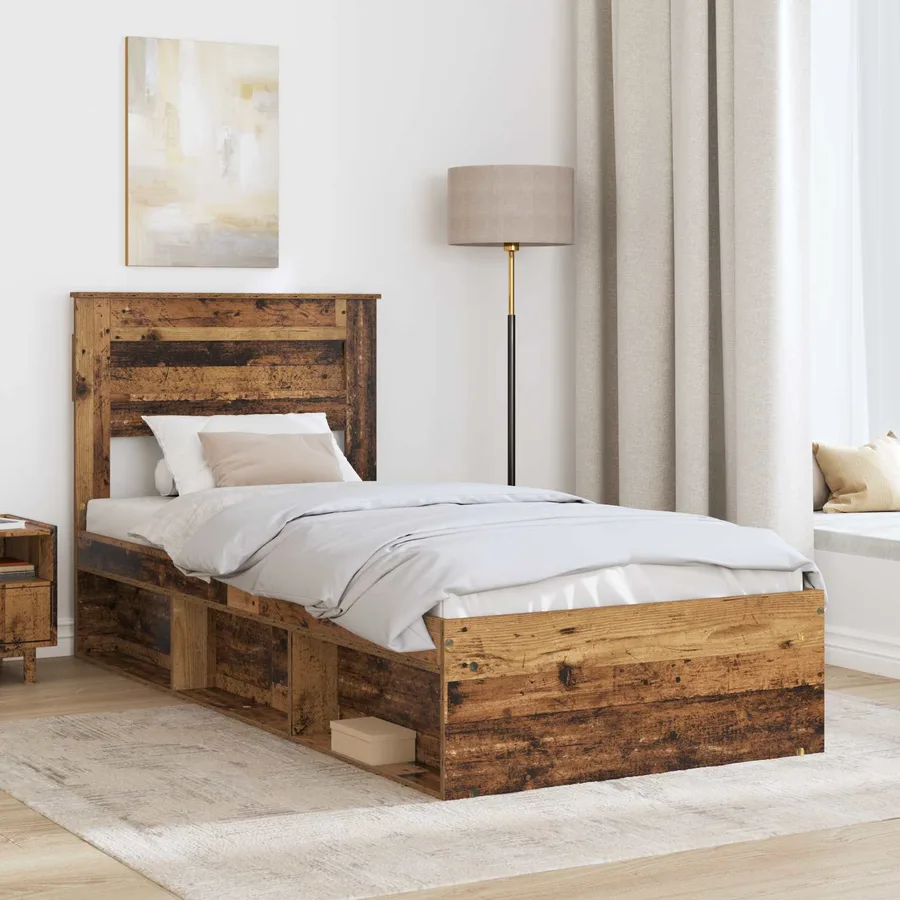Cadre de lit Bois ancien 90 x 190 cm Bois de pin massif - 3