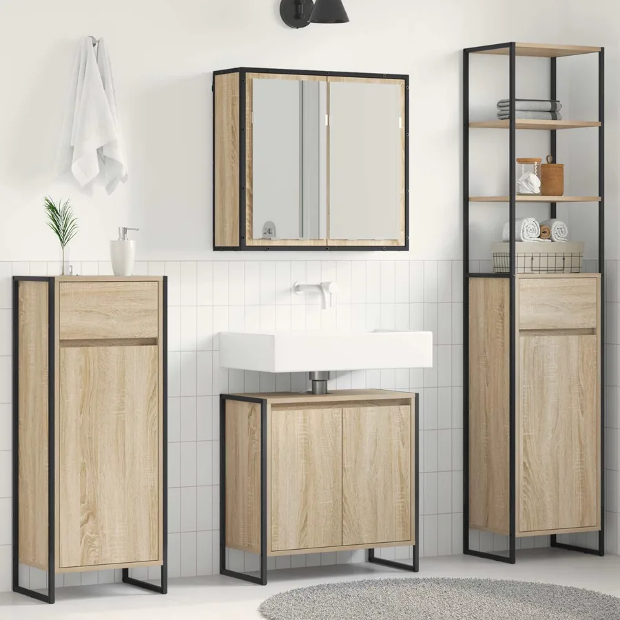 Ensemble de mobilier de salle de bain avec tiroir Chêne Sonoma